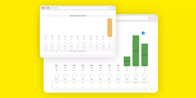 Overzicht met screenshots van rapporten en dashboard verbruik in Terra